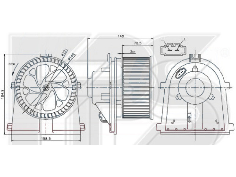 Вентилятор салону Skoda Octavia, VW Bora, VW Golf 4, Audi A3, Seat Leon (1996-2006) FPS 1J1819021A