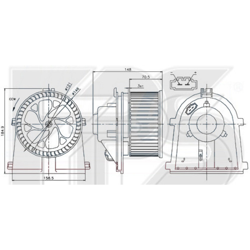 Вентилятор салону Skoda Octavia, VW Bora, VW Golf 4, Audi A3, Seat Leon (1996-2006) FPS 1J1819021A