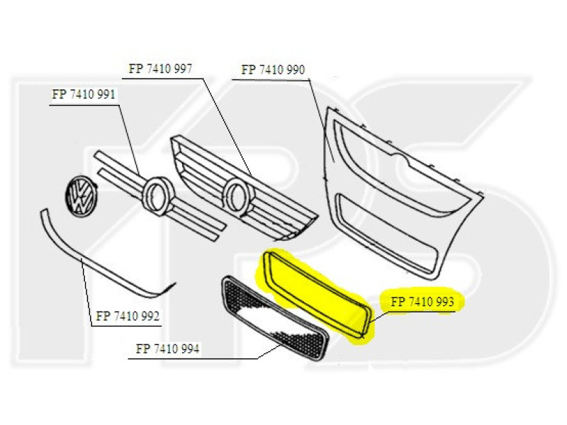 Рамка решітки в бампері VW Touareg 07-09 хром (FPS) 7L6807243A