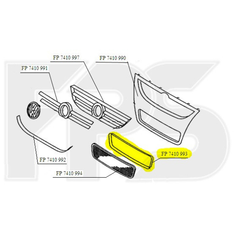 Рамка решітки в бампері VW Touareg 07-09 хром (FPS) 7L6807243A