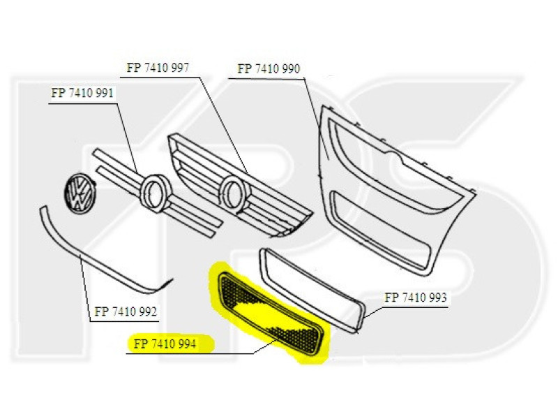 Решітка бампера VW Touareg 07-09 середня, чорна (FPS) 7L6853678E