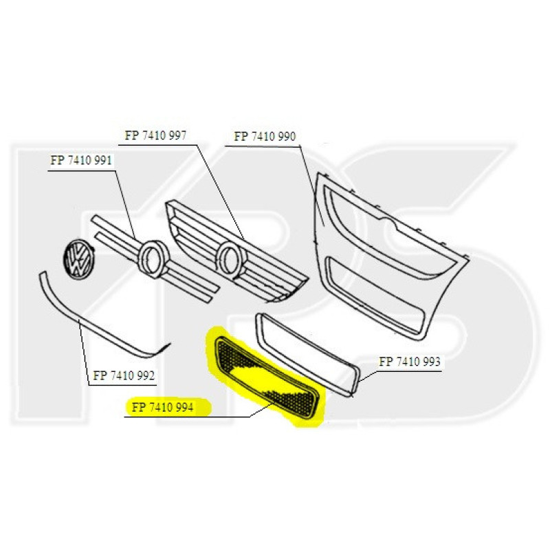 Решітка бампера VW Touareg 07-09 середня, чорна (FPS) 7L6853678E