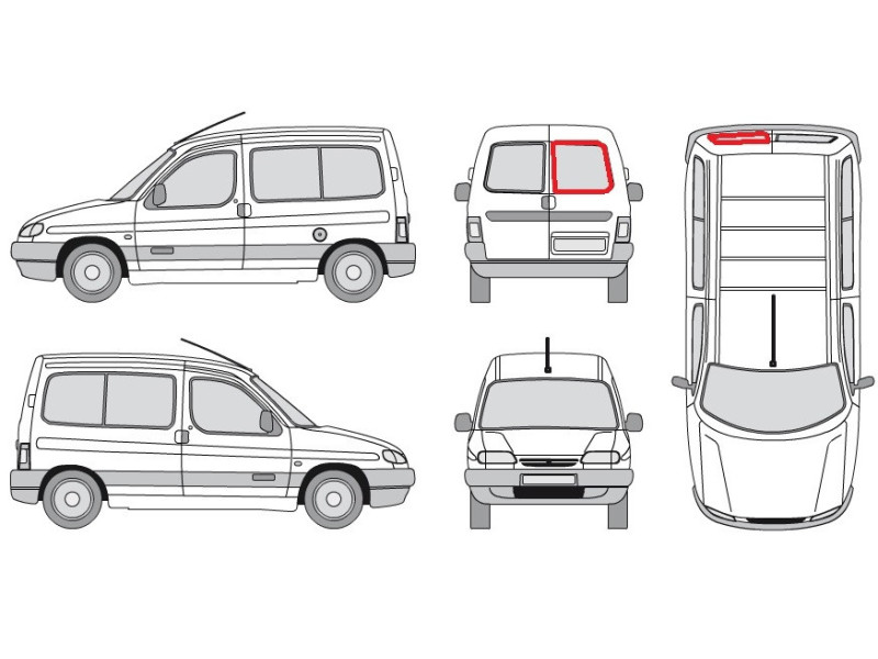 Заднє скло праве без обігріву Citroen Berlingo, Peugeot Partner 1996-2008 XYG