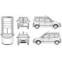 Заднє скло ліве без обігріву Citroen Berlingo, Peugeot Partner 1996-2008 XYG