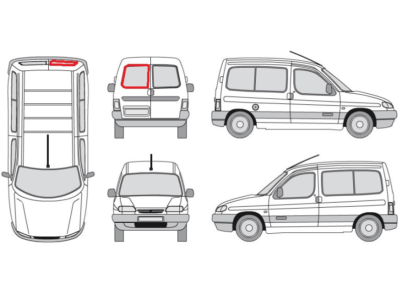Заднє скло ліве без обігріву Citroen Berlingo, Peugeot Partner 1996-2008 XYG