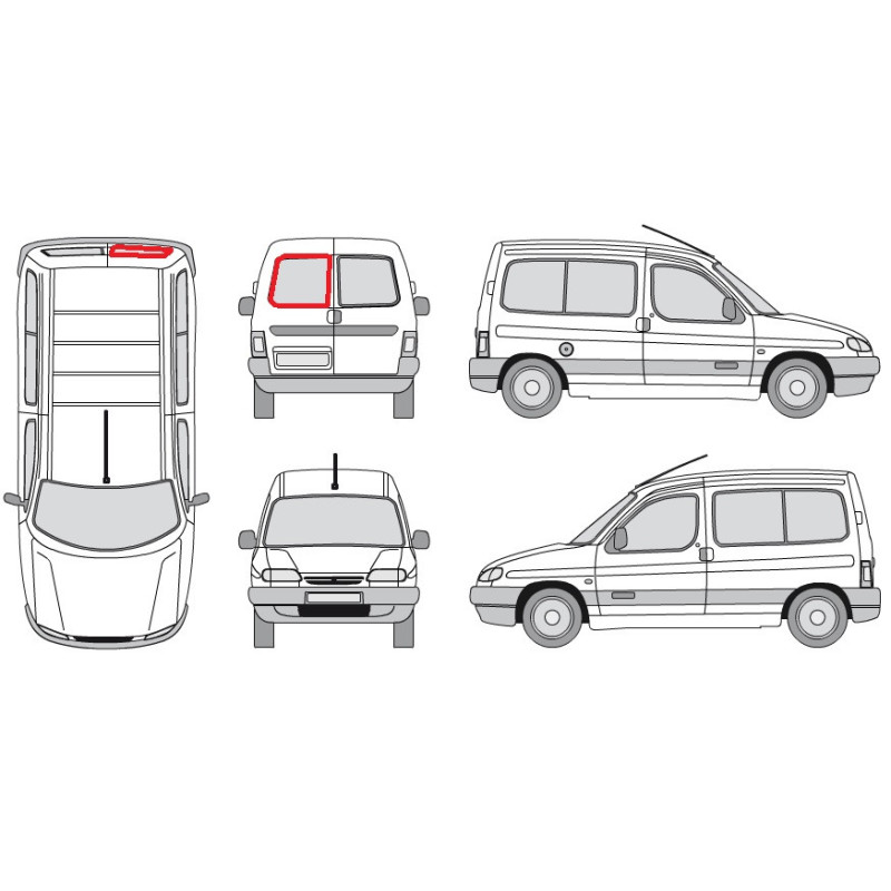 Заднє скло ліве без обігріву Citroen Berlingo, Peugeot Partner 1996-2008 XYG