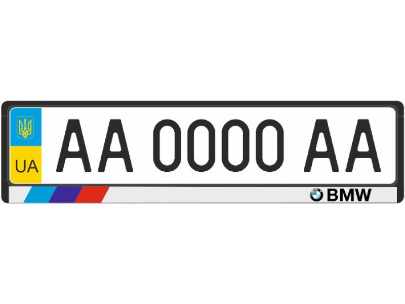 Рамка номера передня/задня (біла) BMW