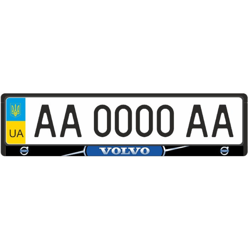 Рамка номерного знака передня/задня (чорна) Volvo