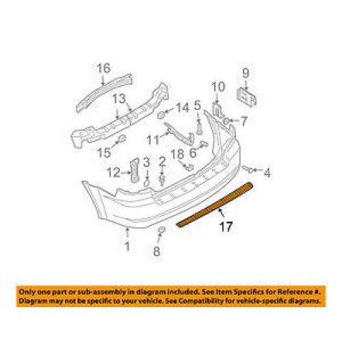 Накладка заднього бампера верхня Kia Sorento 2002-2009 OE 866453E000