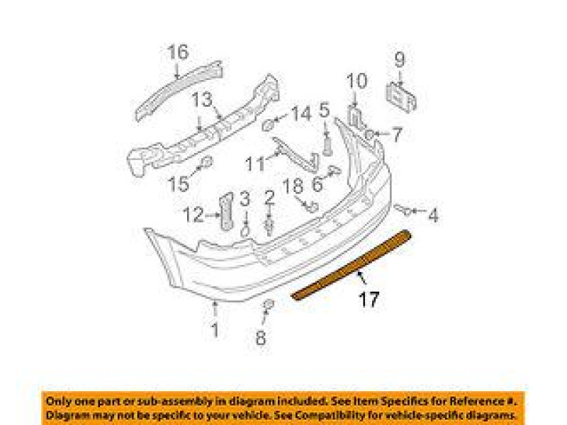 Накладка заднього бампера верхня Kia Sorento 02-09 OE 866453E000