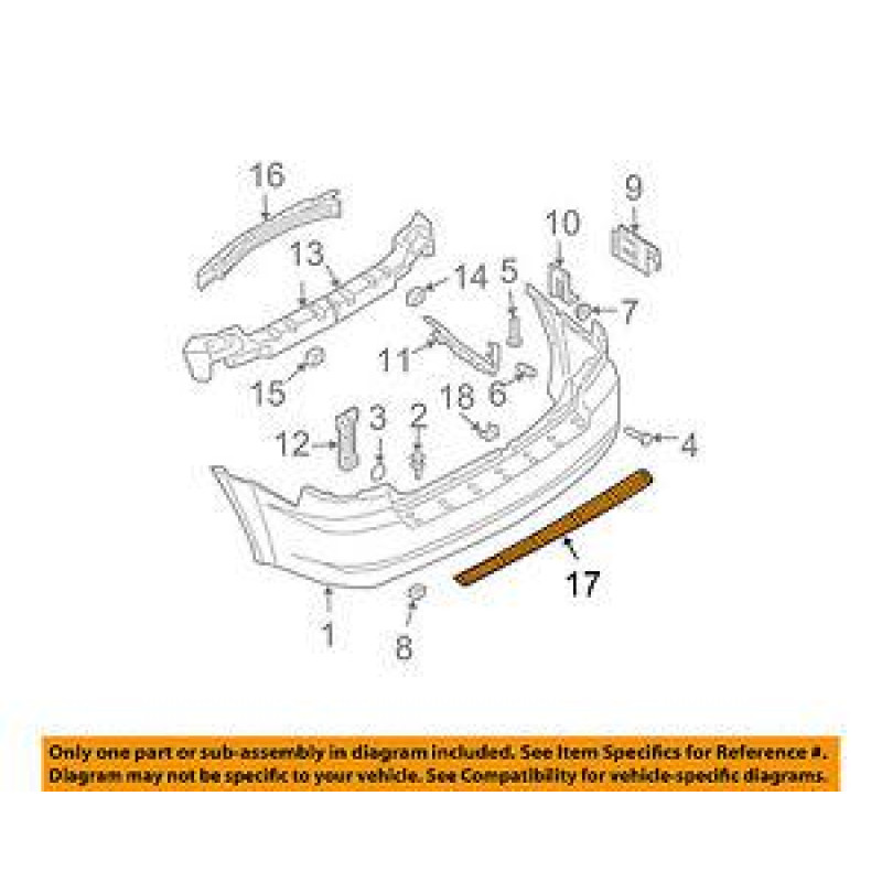 Накладка заднього бампера верхня Kia Sorento 02-09 OE 866453E000