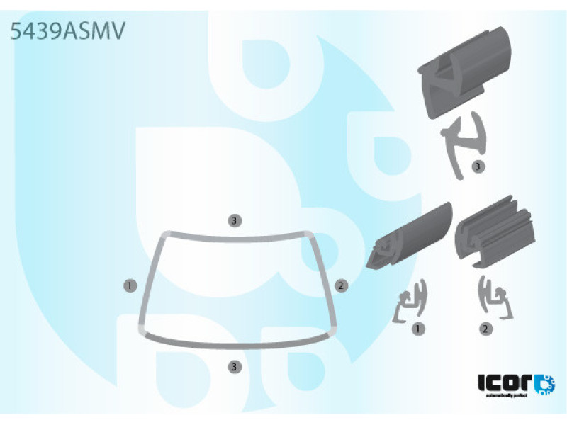 Молдинг лобового скла по периметру Mercedes Sprinter W906 06- (Icor)