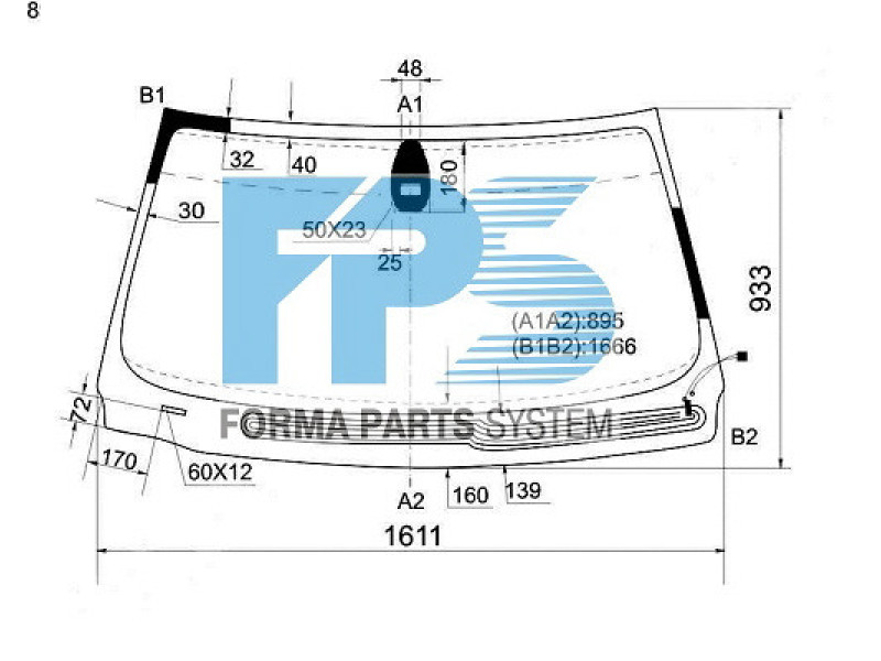 Лобове скло переднє BMW 7 E65 / E66 2003-2008 XYG GS 1405 D16