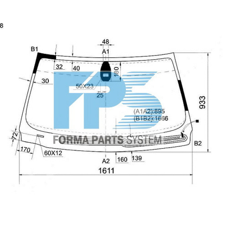 Лобове скло переднє BMW 7 E65 / E66 2003-2008 XYG GS 1405 D16
