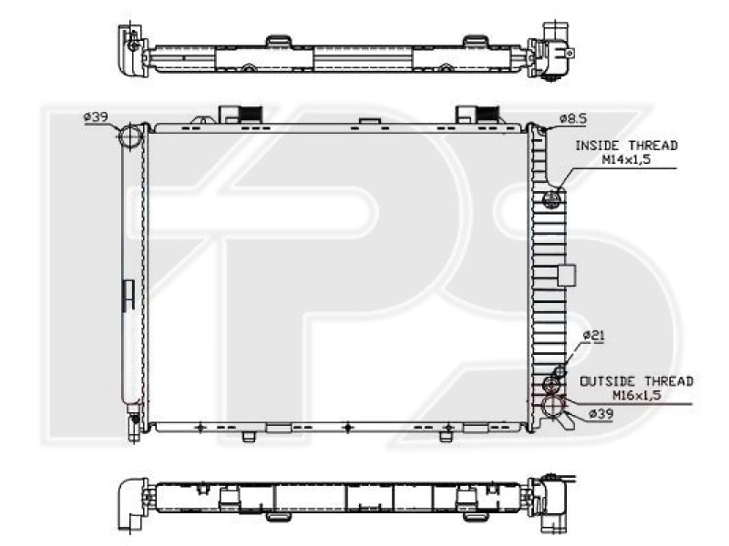 Радіатор охолодження двигуна Mercedes W210 (AVA) FP 46 A232