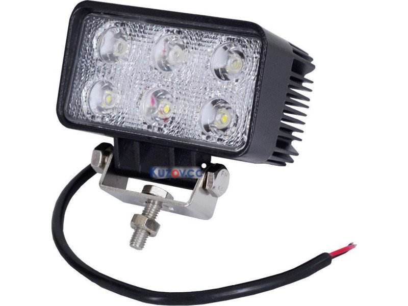 Фара LED прямокутна 18W, 6 ламп, 110*114,5 мм, широкий промінь 12/24V (ТМ JUBANA)