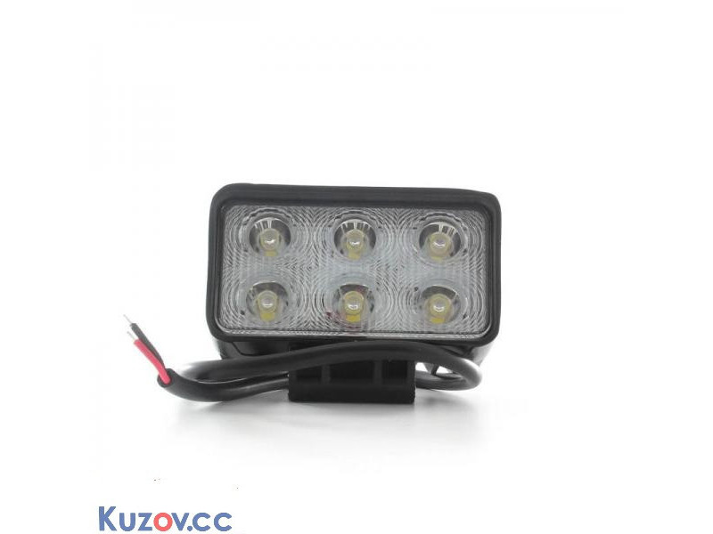 Фара LED прямокутна 18W, 6 ламп, 110*114,5 мм, вузький промінь