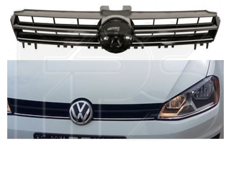 Решітка радіатора VW Golf 7 13-17 (Тайвань) під фари галоген 5G0853651DZLL