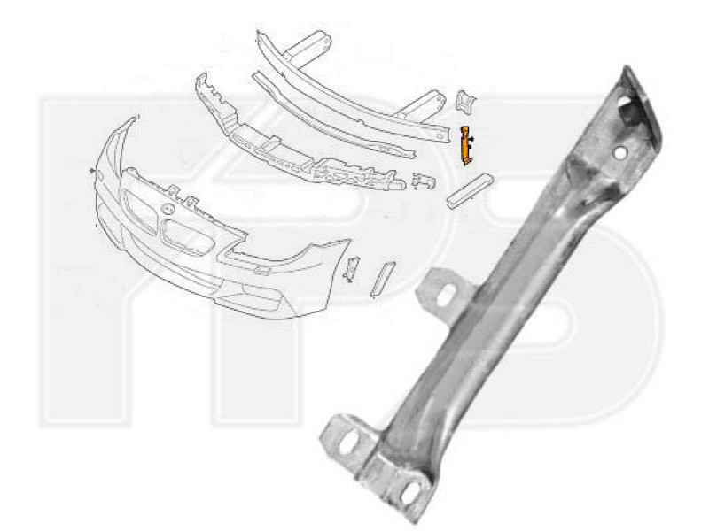 Кріплення переднього бампера праве BMW 5 F10 2010-2013 FPS 51117158894 (алюміній)