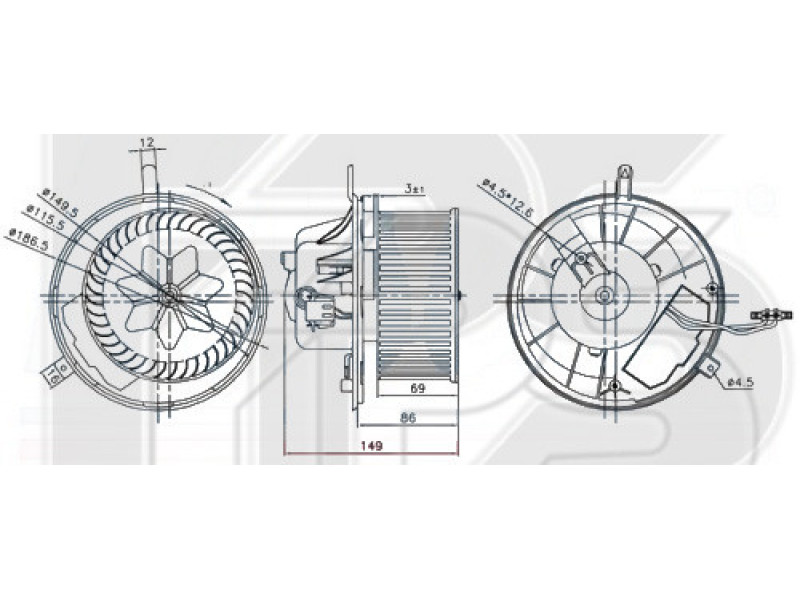 Вентилятор салону Seat / Skoda / VW (NRF) FP 64 W0204