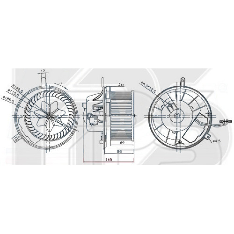 Вентилятор салону Seat / Skoda / VW (NRF) FP 64 W0204
