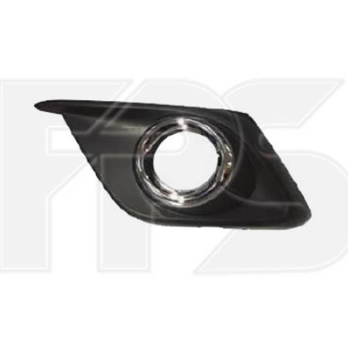 Решітка переднього бампера правий (з отв. хром окуляр) Mazda 3 BM 2013-2016 (FPS)