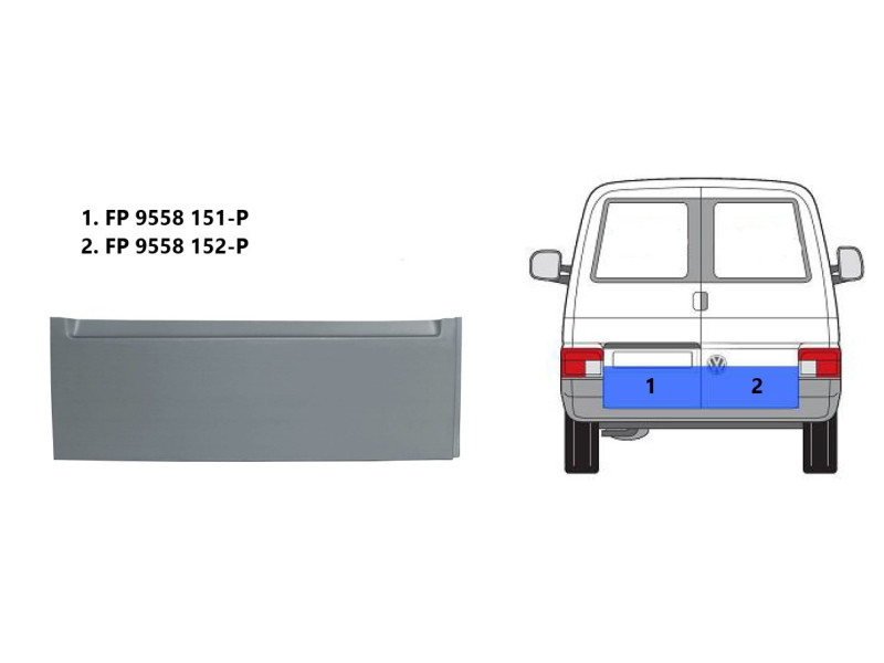 Ремчастина задніх дверей права VW Transporter T4 90-03 (P) 24 см