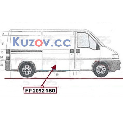 Ремчастина бічної двері права Fiat Ducato, Citroen Jumper, Peugeot Boxer 1994-2006 (KH)