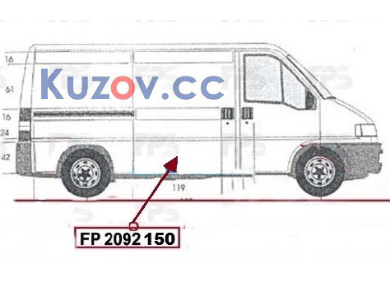 Ремчастина бічної двері права Fiat Ducato, Citroen Jumper, Peugeot Boxer 94-06 (KH)