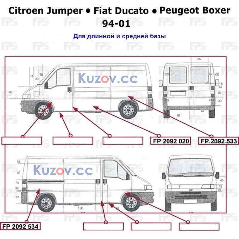 Арка задня ліва Citroen Jumper, Fiat Ducato, Peugeot Boxer 94-06 довга база (KH)