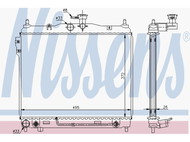Радіатор охолодження двигуна Hyundai Getz 2002 - АКПП (Nissens) 253101C350