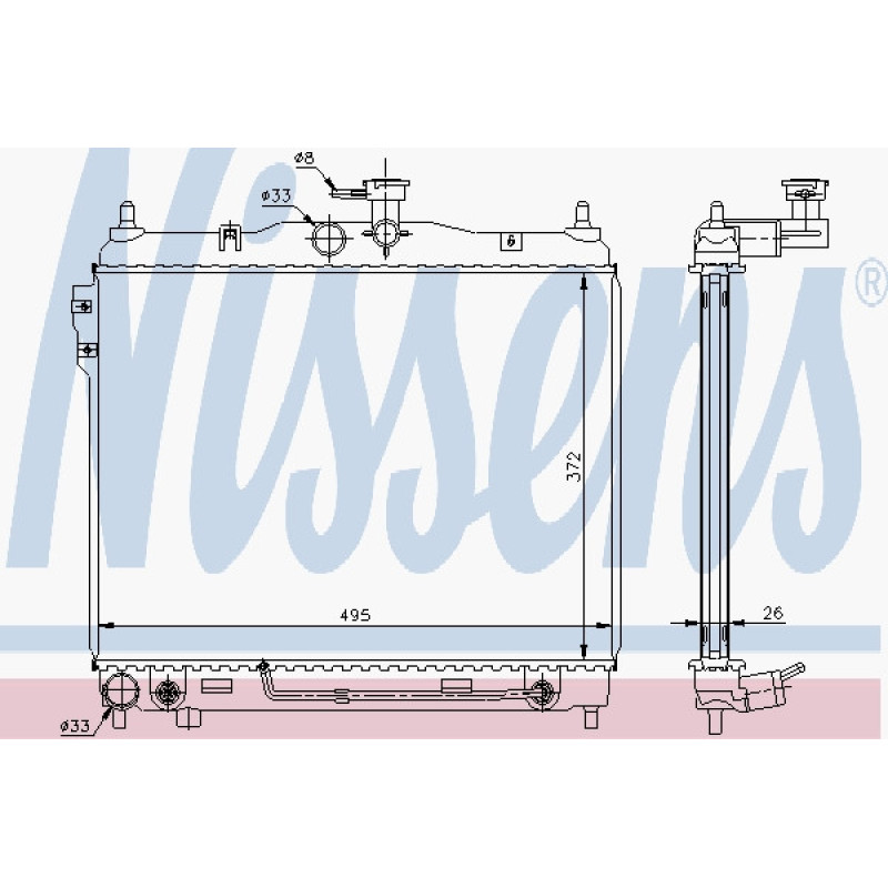 Радіатор охолодження двигуна Hyundai Getz 2002 - АКПП (Nissens) 253101C350