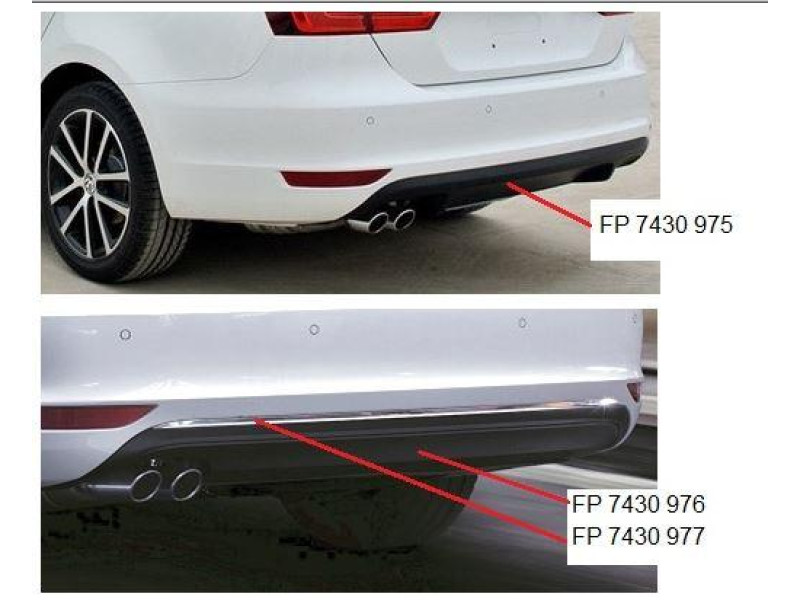 Спойлер заднього бампера VW Jetta 6 11-14 (FPS) з місцем під молдинг