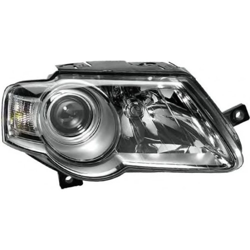 Фара передня VW Passat B6 2005-2010 права хром. рамка DEPO 3C0941006AA