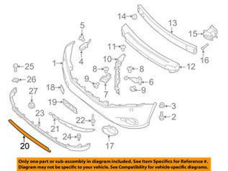Накладка переднього бампера Nissan Pathfinder 13-16 (LKQ) молдинг 620763KA0A