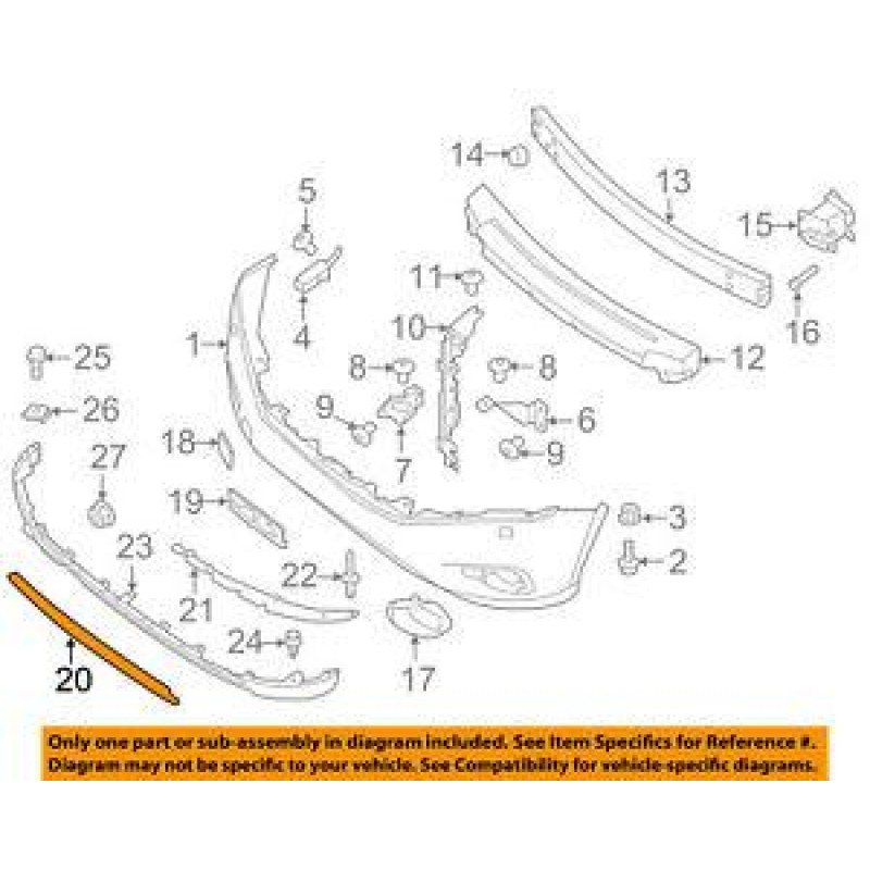Накладка переднього бампера Nissan Pathfinder 13-16 (LKQ) молдинг 620763KA0A