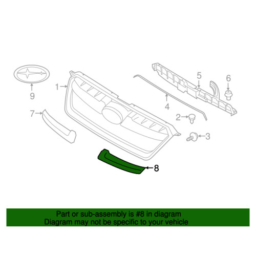 Накладка решітки ліва Subaru Impreza 2011-2014 (LKQ)
