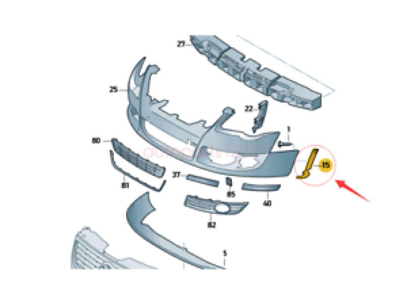 Кріплення переднього бампера ліве VW Passat B6 2005-2010 Tempest