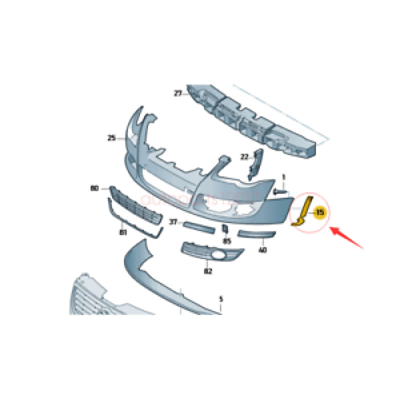 Кріплення бампера переднє ліве VW Passat B6 2005-2010 Tempest