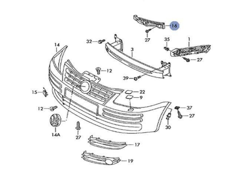 Кріплення переднього бампера праве під фарою VW Caddy 3 2004-2010 Tempest