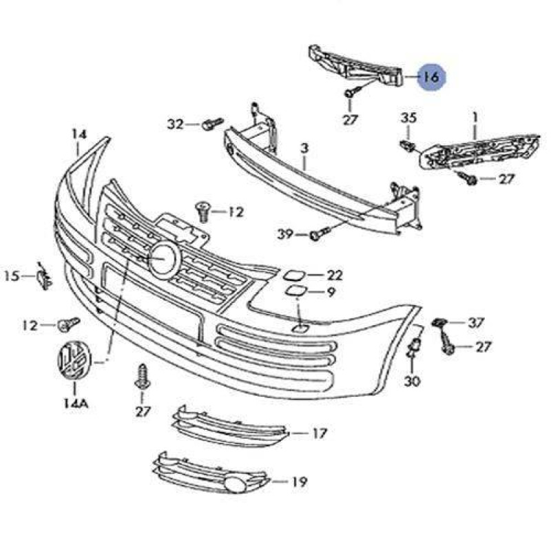 Кріплення бампера переднього ліве під фарою VW Caddy 3 2004-2010 Tempest