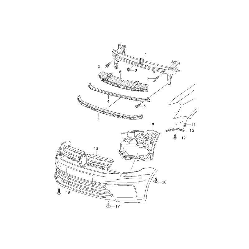 Кріплення бампера переднє ліве під фарою VW Caddy 2015- Tempest 2K5807723B