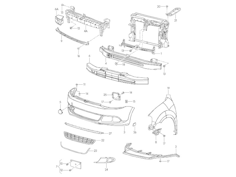 Направляюча переднього бампера пластикова VW Jetta 6 2011-2014 FPS 5C6805706C