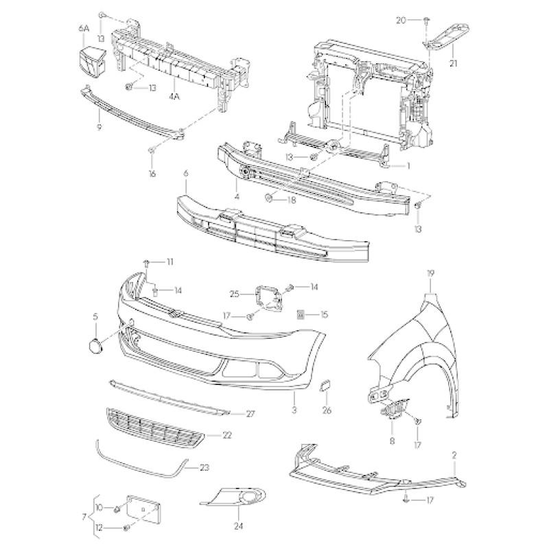 Направляюча переднього бампера ліва пластикова VW Jetta 6 2011-2014 FPS 5C6805706C