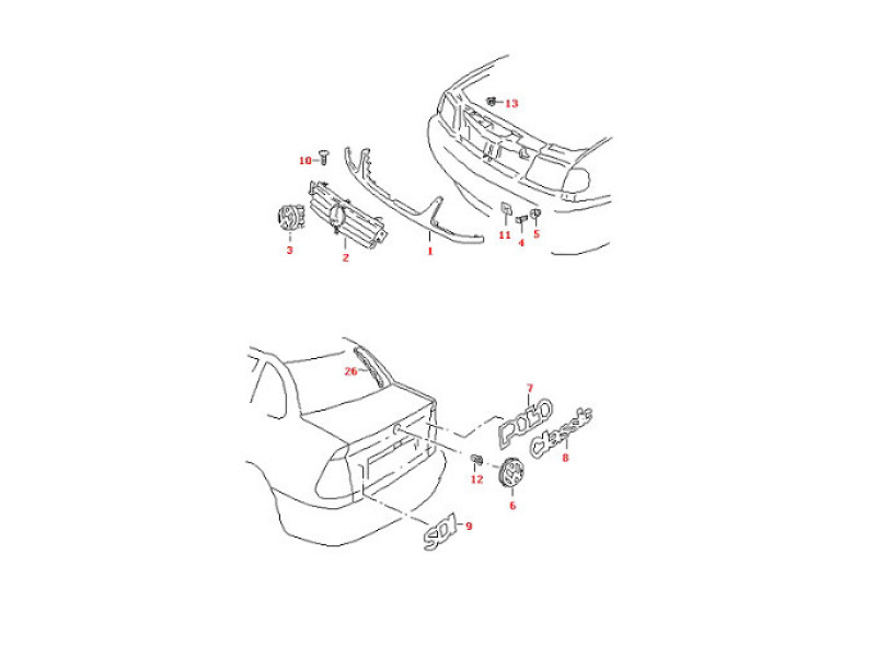 Смужка під фари VW Caady 2 95-04, VW Polo Classic (Tempest) 6K5854643A