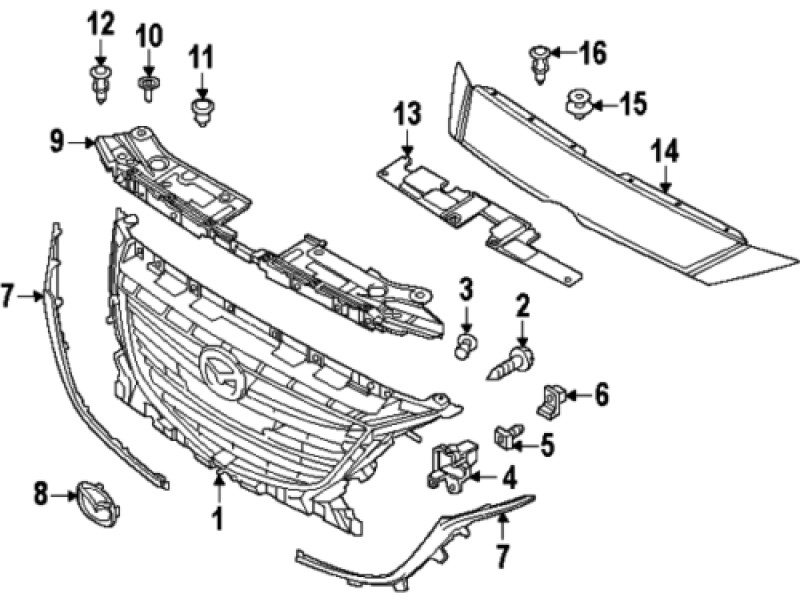Кріплення лівої решітки радіатора Mazda 3 BM 2013-2016 Tempest BJS750163