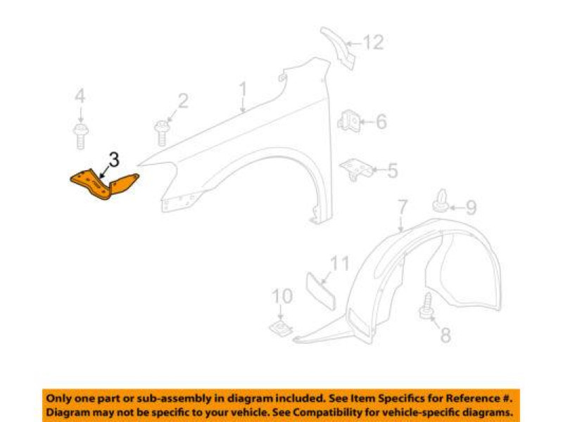 Кріплення крила переднього праве VW Passat B7, B8 2011-2018 Tempest 561821136