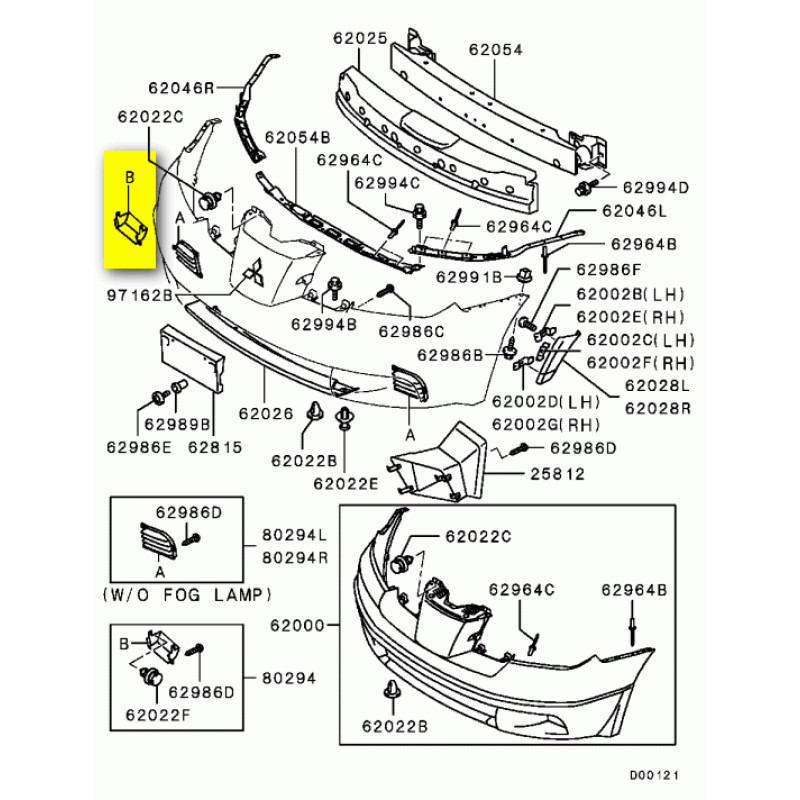 Кришка протитуманної фари права Mitsubishi Outlander 1 03-07 (Tempest) MN133274