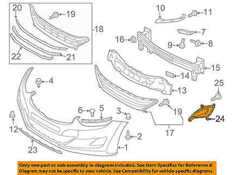 Решітка бампера права Hyundai Elantra MD 11-14 без отв. (Tempest) заглушка