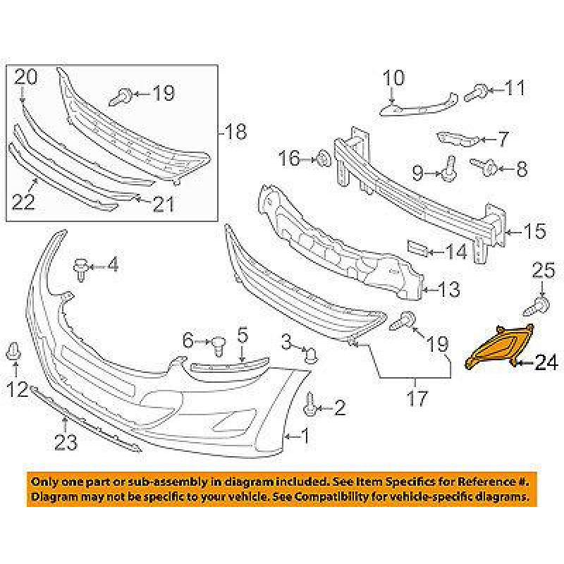 Решітка бампера ліва Hyundai Elantra MD 11-14 без отв. (Tempest) заглушка